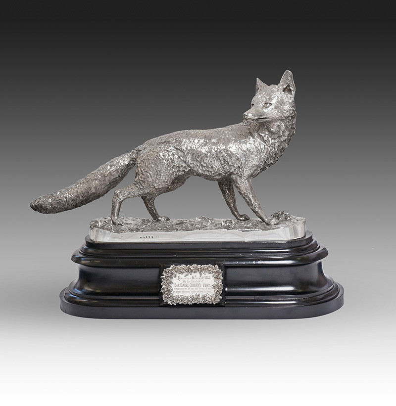 The Sir Bache Cunard Testimonial: An Important Victorian Life-Size Silver Model of a Fox, by Rowland Ward and Co., Ltd., London, 1888, Modelled by James Rowland Ward F.Z.S.