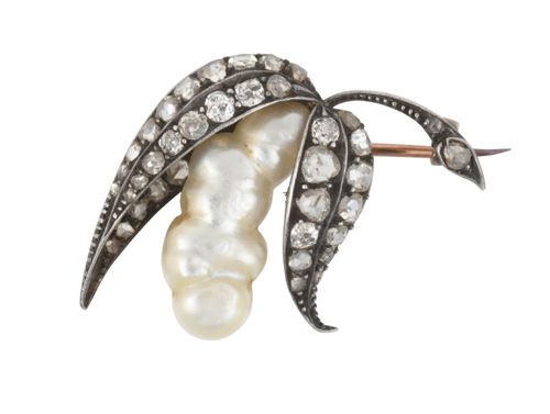 A Pearl and Diamond Brooch, circa 1860