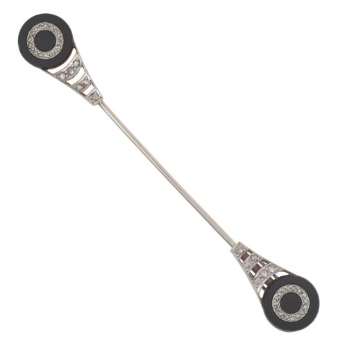 Art Deco Onyx and Diamond Sûreté Pin 