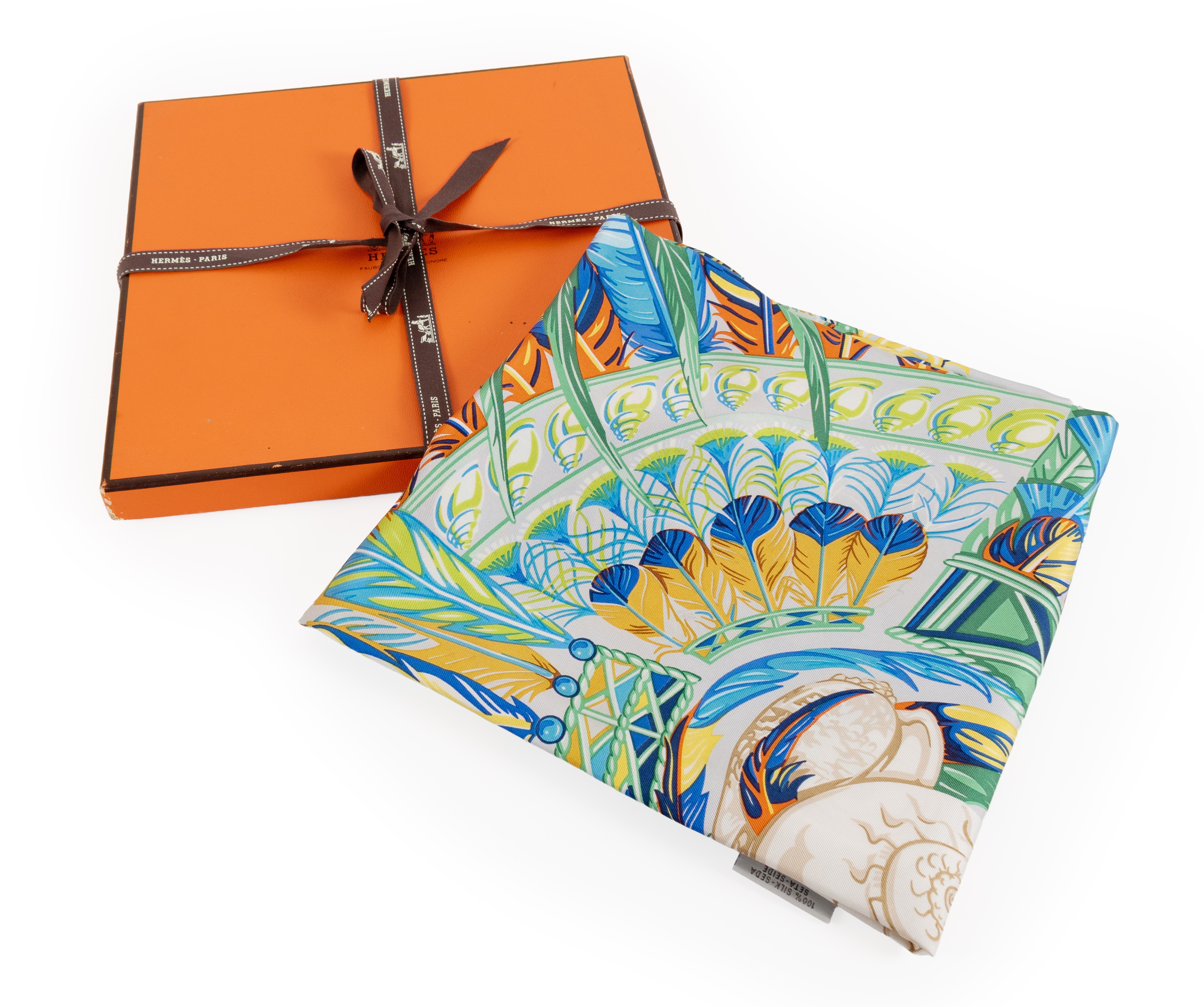 Hermes Silk Scarf, Danse Pacifique, Designed by Laurence Bourthoumieux