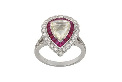 A Ruby and Diamond Cluster Ring