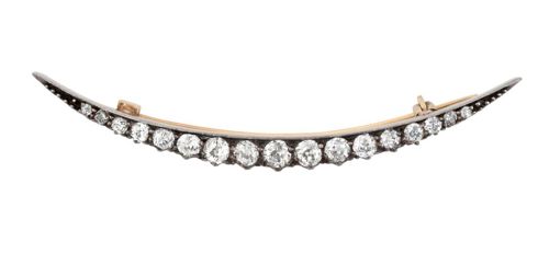 A Diamond Crescent Brooch, circa 1880 