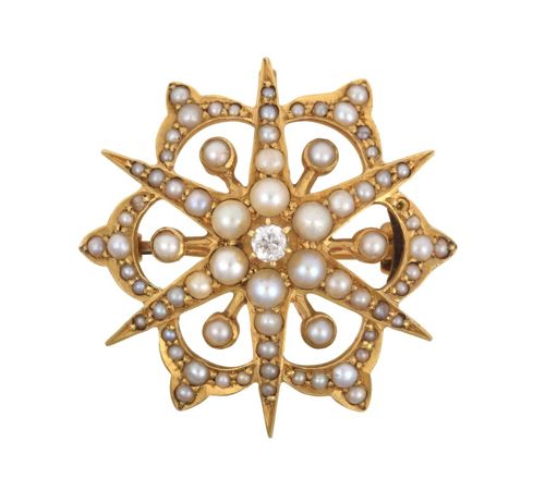 A Split Pearl and Diamond Brooch/Pendant, circa 1900 
